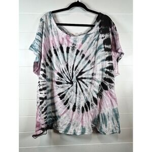 Cato Women's Plus Size Tie Dye Short Sleeve Scoop Neck 26/28